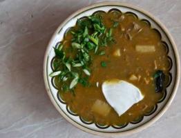 Блюда из сушёных опят Суп с сушеными опятами рецепт